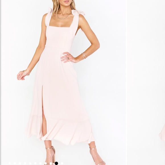 Claire Midi Bridesmaid Dress - Dusty Blush Crisp - Picture 1 of 4